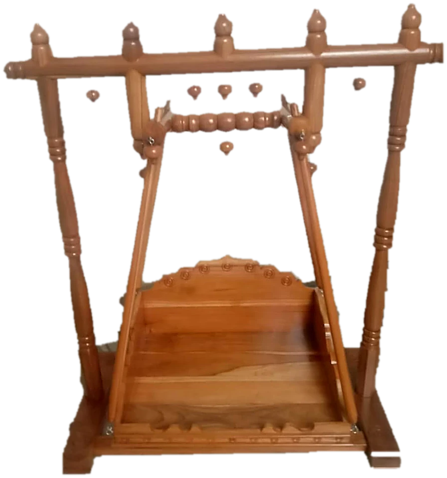 Classic wooden jhula with turned pillars